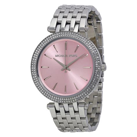 michael kors watch pink face silver|hot pink Michael Kors Watch.